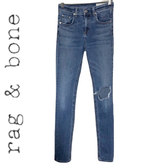 RAG&BONE Blue Wash Cate Mid-Rise Skinny Cut Jeans Size 25 - Picture 4 of 16